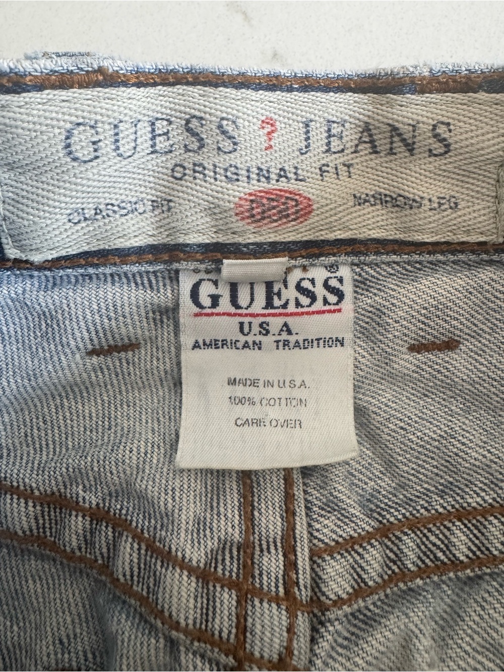 Vintage 90s Guess Jeans Original Fit Made In USA High Rise Mom Jeans Light - Picture 3 of 7